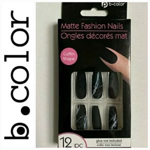 2/$6 B•Color Matte Fashion Coffin Shape Nails 12 Pcs